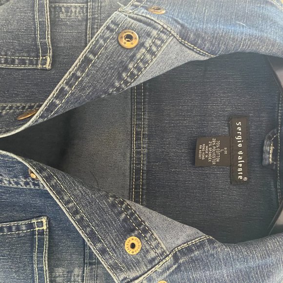 Sergio Valente Button Down Tie Jacket (Denim) - Picture 7 of 7